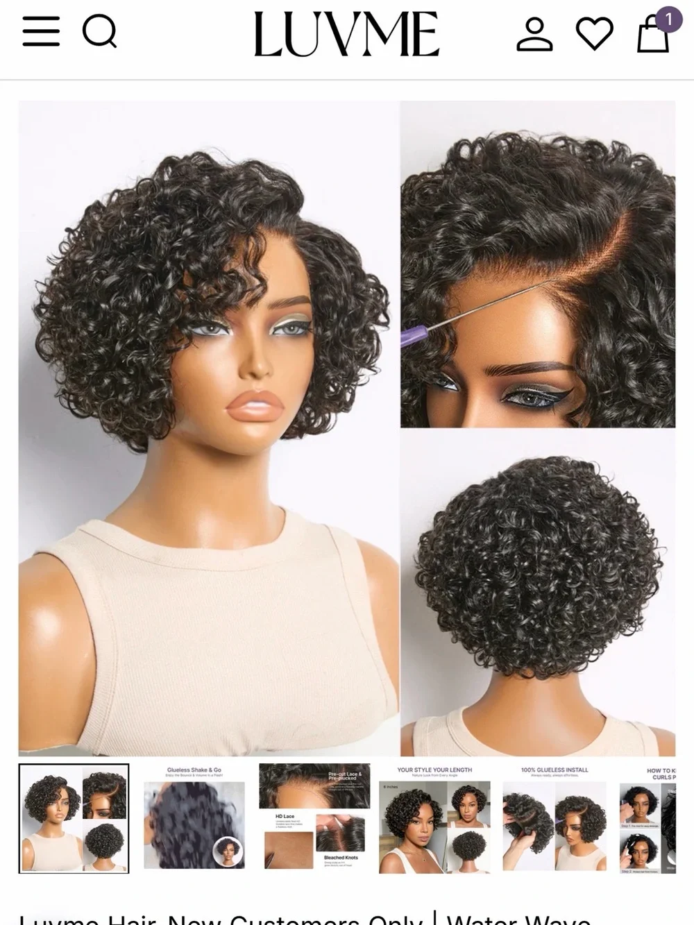 Human Hair Wet and Wavy Wig - Picture 16 of 16